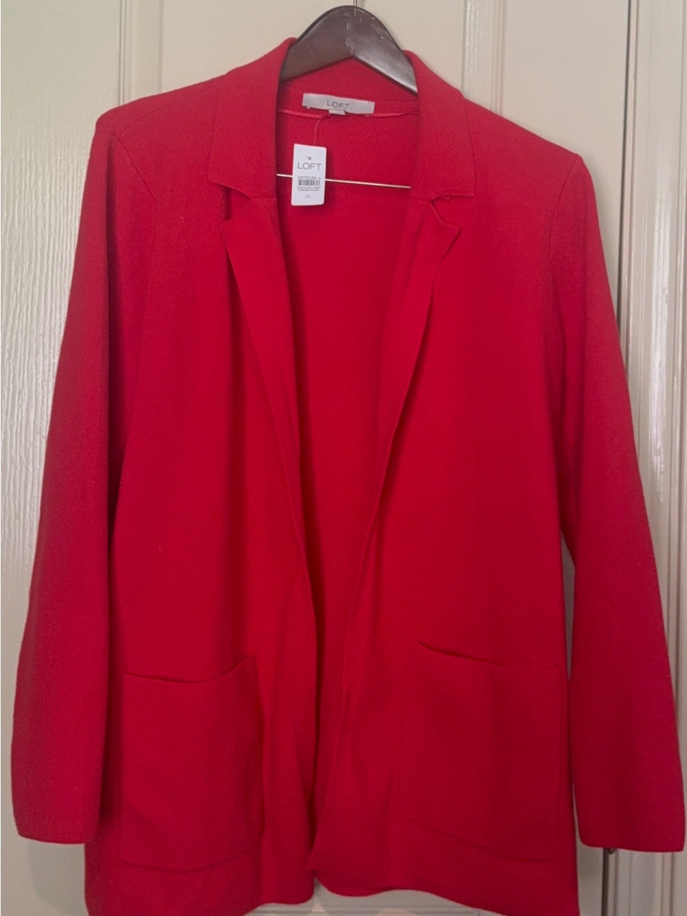 LOFT Bright Red Open-Front Sweater Blazer Jacket